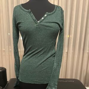 Green Long Sleeve Henley Top